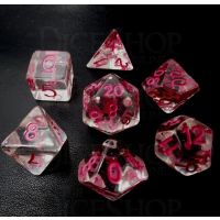 TDSO Confetti Clear & Pink 7 Dice Polyset