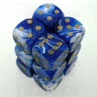 D&G Marble Blue & White 12 x D6 Dice Set
