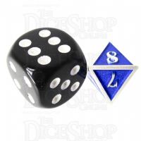 TDSO Metal Fire Forge Silver & Blue MINI 12mm D8 Dice