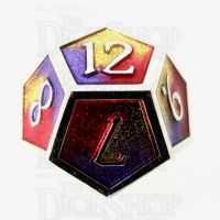 TDSO Metal Fire Forged Multi Colour Silver Gold Purple & Red D12 Dice