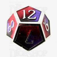 TDSO Metal Fire Forged Multi Colour Silver Black Purple & Red D12 Dice
