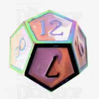 TDSO Metal Fire Forged Multi Iridescent Orange Violet & White D12 Dice