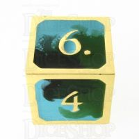 TDSO Metal Fire Forged Multi Gold Black Green & Turquoise D6 Dice