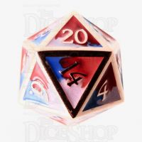 TDSO Metal Fire Forged Multi Copper Blue Red & White D20 Dice