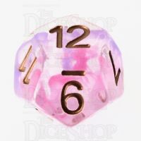 TDSO Pearl Swirl Pink & Purple with Gold D12 Dice