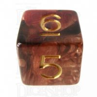 TDSO Pearl Swirl Black & Red with Gold D6 Dice