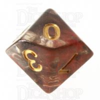 TDSO Pearl Swirl Black & Red with Gold D10 Dice