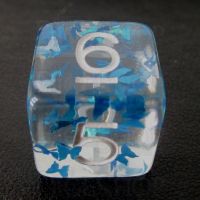 TDSO Confetti Butterfly Blue & White D6 Dice