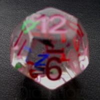 TDSO Confetti Alphabet Clear & Pink D12 Dice