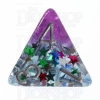 TDSO Confetti Layer Purple & Glitter D4 Dice