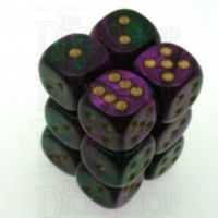 Chessex Gemini Green & Purple 12 x D6 Dice Set