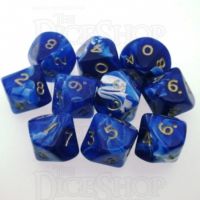 D&G Marble Blue & White 10 x D10 Dice Set