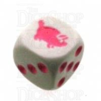 Koplow White & Pink Pig Logo D6 Spot Dice