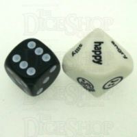 Koplow Opaque White Facial Expressions & Words JUMBO 20mm D10 Dice