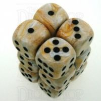 Chessex Marble Ivory & Black 12 x D6 Dice Set