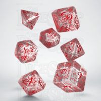 Q Workshop Elven Clear & Red 7 Dice Polyset