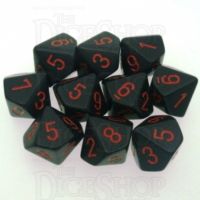 Chessex Opaque Black & Red 10 x D10 Dice Set