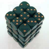 Chessex Opaque Dusty Green & Copper 36 x D6 Dice Set