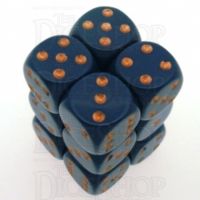Chessex Opaque Dusty Blue & Gold 12 x D6 Dice Set
