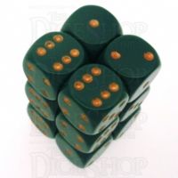 Chessex Opaque Dusty Green & Copper 12 x D6 Dice Set