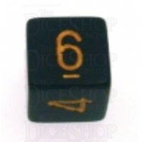 Chessex Opaque Black & Gold D6 Dice