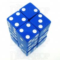 Koplow Opaque Blue & White Square Cornered 12 x D6 Dice Set