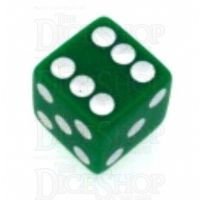 Koplow Opaque Green & White Square Cornered 16mm D6 Spot Dice