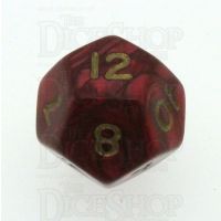 D&G Pearl Red & Gold D12 Dice
