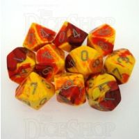 Chessex Gemini Red & Yellow 10 x D10 Dice Set