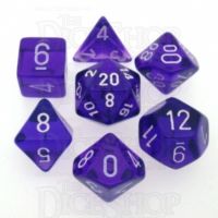 Chessex Translucent Purple & White 7 Dice Polyset