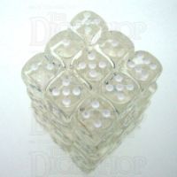 Chessex Translucent Clear & White 36 x D6 Dice Set