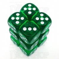 Chessex Translucent Green & White 12 x D6 Dice Set