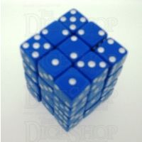 Koplow Opaque Blue & White Square Cornered 36 x D6 Dice Set