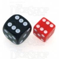 Koplow Opaque Red & White Square Cornered 12mm D6 Spot Dice