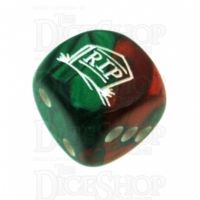 Chessex Gemini Green & Red RIP Logo D6 Spot Dice