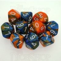 Chessex Gemini Blue & Orange 10 x D10 Dice Set