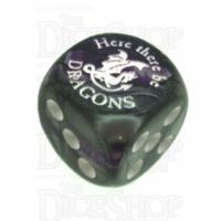 Chessex Gemini Purple & Steel Here There Be Dragons D6 Spot Dice
