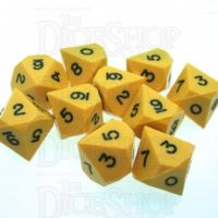 GameScience Opaque Saffron Yellow & Black Ink 10 x D10 Dice Set