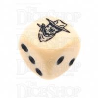 Chessex Opaque Ivory & Black Cowboy D6 Spot Dice