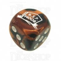 Chessex Gemini Black & Copper RIP NOOB Logo D6 Spot Dice