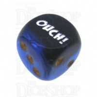 Chessex Gemini Black & Blue OUCH! Logo D6 Spot Dice