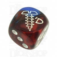 Chessex Gemini Blue & Red with White SCREWED Logo D6 Spot Dice