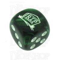 Chessex Gemini Green RIP Logo D6 Spot Dice