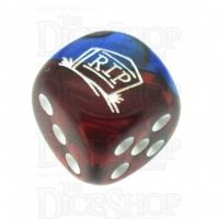 Chessex Gemini Blue & Red with White RIP Logo D6 Spot Dice