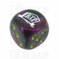 Chessex Gemini Black & Purple RIP Logo D6 Spot Dice