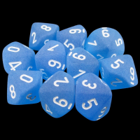 Chessex Frosted Caribbean Blue & White 10 x D10 Dice Set