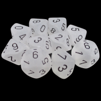 Chessex Frosted Clear & Black 10 x D10 Dice Set