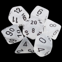 Chessex Frosted Clear & Black 7 Dice Polyset