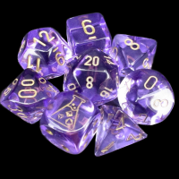 Chessex LAB 7 Translucent Lavender With Gold 7 Dice Polyset