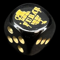 Chessex Opaque Black & Gold FUBAR Logo D6 Spot Dice